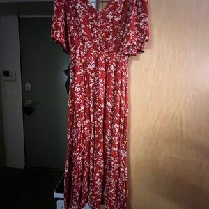 Floral Red Dress